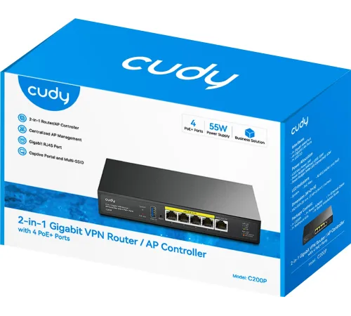 Контроллер Cudy C200P 10/100/1000BASE-TX Контроллер Cudy C200P 10/100/1000BASE-TX