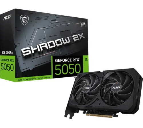 Видеокарта MSI PCI-E 5.0 RTX 5050 8G SHADOW 2X OC NVIDIA GeForce RTX 5050 8Gb 128bit GDDR7 2497/28000 HDMIx1 DPx3 HDCP Ret Видеокарта MSI PCI-E 5.0 RTX 5050 8G SHADOW 2X OC NVIDIA GeForce RTX 5050 8Gb 128bit GDDR7 2497/28000 HDMIx1 DPx3 HDCP Ret