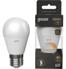 Лампа светодиодная Gauss 105102107-D 7Вт цок.:E27 св.свеч.бел.теп. (упак.:1шт)