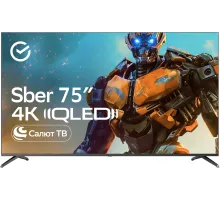 Телевизор QLED Sber 75" SDX-75UQ5233 Салют ТВ титан 4K Ultra HD 60Hz DVB-T DVB-T2 DVB-C DVB-S DVB-S2 USB WiFi Smart TV (RUS)