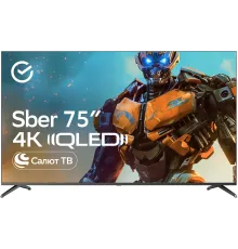 Телевизор QLED Sber 75" SDX-75UQ5233 Салют ТВ титан 4K Ultra HD 60Hz DVB-T DVB-T2 DVB-C DVB-S DVB-S2 USB WiFi Smart TV (RUS)