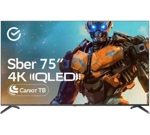 Телевизор QLED Sber 75" SDX-75UQ5233 Салют ТВ титан 4K Ultra HD 60Hz DVB-T DVB-T2 DVB-C DVB-S DVB-S2 USB WiFi Smart TV (RUS) Телевизор QLED Sber 75" SDX-75UQ5233 Салют ТВ титан 4K Ultra HD 60Hz DVB-T DVB-T2 DVB-C DVB-S DVB-S2 USB WiFi Smart TV (RUS)