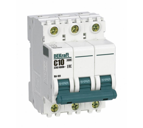 Выключатель автоматический модульный 3п C 10А 4.5кА ВА-101 DEKraft 11077DEK