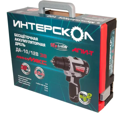 Дрель-шуруповерт Интерскол ДА-10/12В 38 аккум. патрон:быстрозажимной (кейс в комплекте) (757.2.2.46)