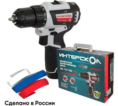 Дрель-шуруповерт Интерскол ДА-10/12В 38 аккум. патрон:быстрозажимной (кейс в комплекте) (757.3.2.46)