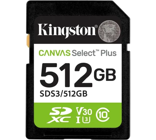 Флеш карта SDXC 512GB Kingston SDS3/512GB Canvas Select Plus w/o adapter