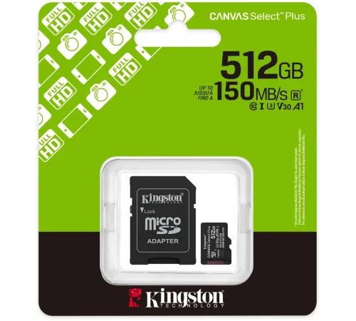 Флеш карта microSDXC 512GB Kingston SDCS3/512GB Canvas Select Plus + adapter