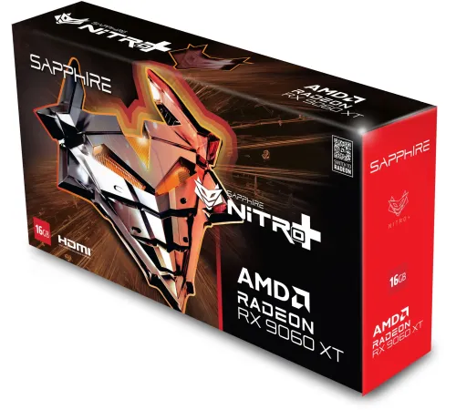 Видеокарта Sapphire PCI-E 5.0 11350-01-20G NITRO+AMD RADEON RX 9060 XT GAMING OC 16GB DUAL AMD Radeon RX 9060XT 16Gb 128bit GDDR6 2780/20000 HDMIx2 DPx2 HDCP Ret