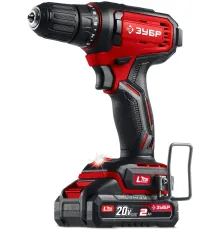 ЗУБР 20 В, 40 Н·м, 2 АКБ LMS (2 А·ч), ударная дрель-шуруповерт, сумка (ДШУ-40-22)