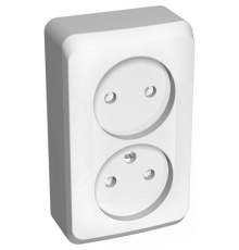Systeme electric PA16-006B ЭТЮД О/У двойная РОЗЕТКА без заземления со штороками 16А 250B, БЕЛЫЙ, Россия