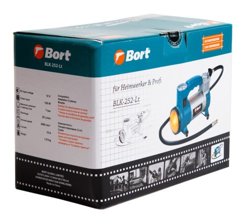 Автомобильный компрессор BLK-252-LT, 91271099, 120Вт., 10А, BORT Автомобильный компрессор BLK-252-LT, 91271099, 120Вт., 10А, BORT