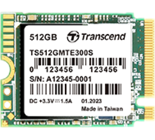 Твердотельный диск 512GB Transcend MTE300S, 3D TLC NAND, M.2 2230 ,PCI-E 4x [ R/W - 2000/1100 MB/s]