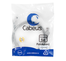 Cabeus PC-UTP-RJ45-Cat.5e-1m Патч-корд U/UTP, категория 5е, 2xRJ45/8p8c, неэкранированный, серый, PVC, 1м (PC-UTP-RJ45-Cat.5e-1m)