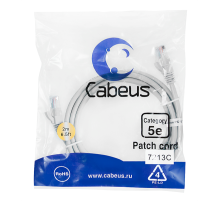Cabeus PC-UTP-RJ45-Cat.5e-2m Патч-корд U/UTP, категория 5е, 2xRJ45/8p8c, неэкранированный, серый, PVC, 2м (PC-UTP-RJ45-Cat.5e-2m)