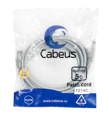 Cabeus PC-UTP-RJ45-Cat.5e-3m Патч-корд U/UTP, категория 5е, 2xRJ45/8p8c, неэкранированный, серый, PVC, 3м (PC-UTP-RJ45-Cat.5e-3m)