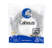 Cabeus PC-UTP-RJ45-Cat.5e-10m Патч-корд U/UTP, категория 5е, 2xRJ45/8p8c, неэкранированный, серый, PVC, 10м (PC-UTP-RJ45-Cat.5e-10m)