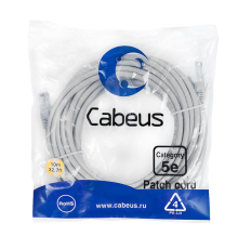 Cabeus PC-UTP-RJ45-Cat.5e-10m Патч-корд U/UTP, категория 5е, 2xRJ45/8p8c, неэкранированный, серый, PVC, 10м (PC-UTP-RJ45-Cat.5e-10m)
