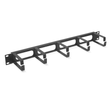 Cabeus JB08-1U-BK Кабельный органайзер горизонтальный 19" 1U, 5 колец, металлический, цвет черный (RAL9004) (JB08-1U-BK)