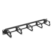 Cabeus JB08-1U-BK Кабельный органайзер горизонтальный 19" 1U, 5 колец, металлический, цвет черный (RAL9004) (JB08-1U-BK)