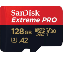 Карта памяти SanDisk Extreme Pro microSD UHS I Card 128GB for 4K Video on Smartphones, Action Cams & Drones 200MB/s Read, 90MB/s Write, Lifetime Warranty