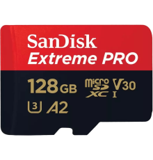 Карта памяти SanDisk Extreme Pro microSD UHS I Card 128GB for 4K Video on Smartphones, Action Cams & Drones 200MB/s Read, 90MB/s Write, Lifetime Warranty