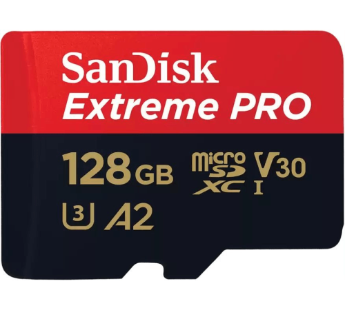 Карта памяти SanDisk Extreme Pro microSD UHS I Card 128GB for 4K Video on Smartphones, Action Cams & Drones 200MB/s Read, 90MB/s Write, Lifetime Warranty