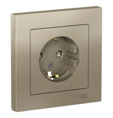 Systeme electric ATN000544 ATLASDESIGN РОЗЕТКА с заземлением со шторками, 16А, в сборе, ШАМПАНЬ