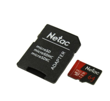 Карта памяти Netac MicroSD card P500 Extreme Pro 64GB, retail version w/SD adapter
