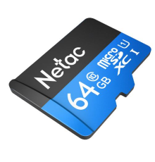 Карта памяти Netac MicroSD card P500 Standard 64GB, retail version w/SD adapter