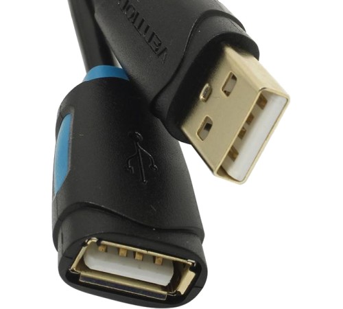 Кабель-удлинитель Vention USB 2.0 AM/AF - 1м Чёрный Кабель-удлинитель Vention USB 2.0 AM/AF - 1 м (CBCBF)