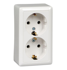 Systeme electric RA16-238-B ХИТ О/У РОЗЕТКА двойная с заземлением без шторок 16А, 250В, БЕЛЫЙ. Россия