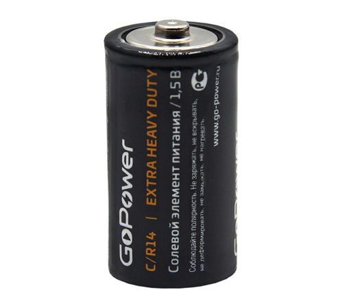 Батарейка GoPower R14 C Shrink 2 Heavy Duty 1.5V (2/24/288) Батарейка GoPower R14 C (00-00015596)