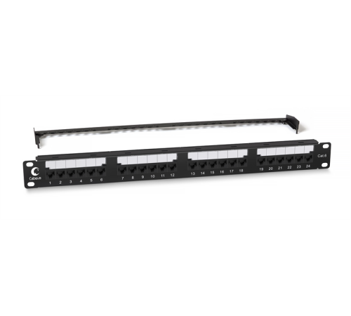 Cabeus PL2-24-Cat.6-Dual IDC Патч-панель 19" (1U), 24 порта RJ-45, категория 6, Dual IDC, с задним кабельным организатором, new (PL2-24-Cat.6-Dual)