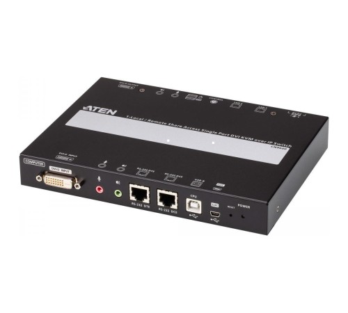 Удлинитель, KVM+DVI, управление по IP, Rackmount/Desktop, 10/100 Base-T, с KVM-шнурами PS2 1х1.2м.;USB 1x1.2м., TCP/IP, (Virtual Media;WIN98SE/ME/2000/XP/FREE-BSD/LINUX 7.0 или выше;1600x1200 60Hz;) ATEN CN9600