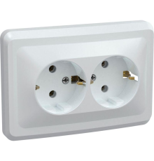 Iek ERV21-K01-16-DM РС12-3-ВБ Розетка 2местн. с з/к без защ.штор. 16А ВЕГА (белый) IEK