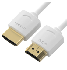GCR Кабель SLIM 1.0m HDMI 2.0, белый, OD3.8mm, HDR 4:2:2, Ultra HD, 4K 60 fps 60Hz, 3D, AUDIO, 18.0 Гбит/с, 30/30 AWG (GCR-51481)