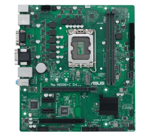 Материнская плата ASUS PRO H610M-C D4-CSM, LGA1700, B610, 2*DDR4, DP, D-Sub, HDMIx1, SATA3 + RAID, Audio, Gb LAN, USB 3.2*6, USB 2.0*6, COM port, mATX; 90MB1A30-M0EAYC (PRO H610M-C D4-CSM)