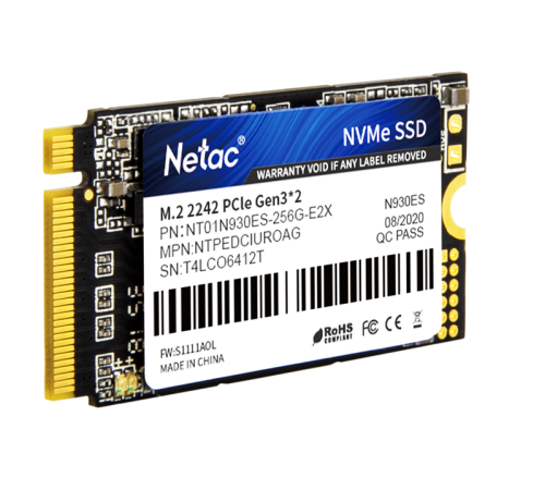 Ssd накопитель Netac SSD N930ES PCIe 3 x2 M.2 2242 NVMe 3D NAND 256GB, R/W up to 1650/1260MB/s, 3y wty (NT01N930ES-256G-E2X) Ssd накопитель Netac SSD N930ES PCIe 3 x2 M.2 2242 NVMe 3D NAND 256GB, R/W up to 1650/1260MB/s, 3y wty (NT01N930ES-256G-E2X)
