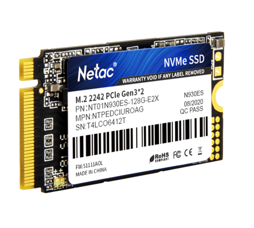 Ssd накопитель Netac SSD N930ES PCIe 3 x2 M.2 2242 NVMe 3D NAND 128GB, R/W up to 970/635MB/s, 3y wty (NT01N930ES-128G-E2X) Ssd накопитель Netac SSD N930ES PCIe 3 x2 M.2 2242 NVMe 3D NAND 128GB, R/W up to 970/635MB/s, 3y wty (NT01N930ES-128G-E2X)