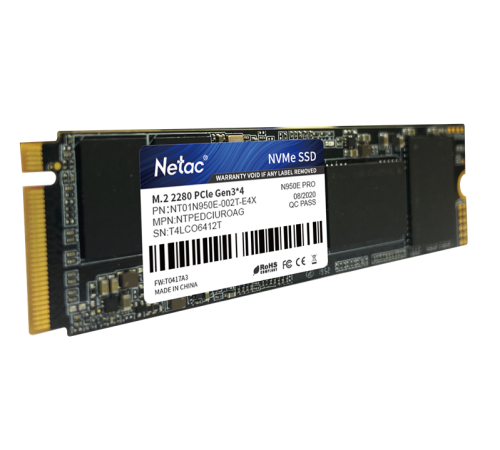Ssd накопитель Netac SSD N950E Pro PCIe 3 x4 M.2 2280 NVMe 3D NAND 2TB, R/W up to 3500/3000MB/s, 2048MB DRAM buffer, with heat sink, 5y wty (NT01N950E-002T-E4X)
