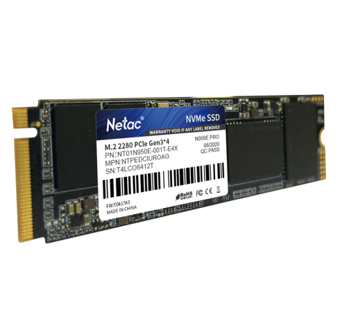 Ssd накопитель Netac SSD N950E Pro PCIe 3 x4 M.2 2280 NVMe 3D NAND 1TB, R/W up to 3350/2800MB/s, 1024MB DRAM buffer, with heat sink, 5y wty (NT01N950E-001T-E4X) Ssd накопитель Netac SSD N950E Pro PCIe 3 x4 M.2 2280 NVMe 3D NAND 1TB, R/W up to 3350/2800MB/s, 1024MB DRAM buffer, with heat sink, 5y wty (NT01N950E-001T-E4X)