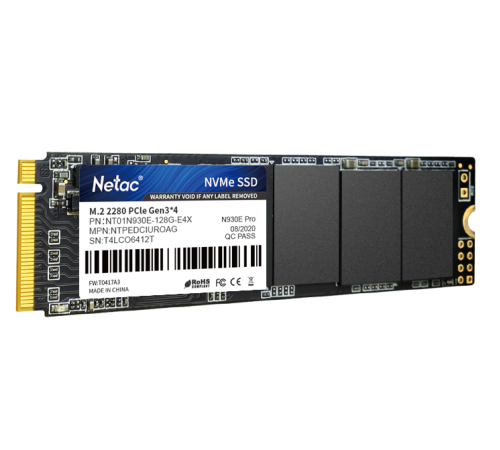 Ssd накопитель Netac SSD N930E Pro PCIe 3 x4 M.2 2280 NVMe 3D NAND 128GB, R/W up to 970/650MB/s, 3y wty (NT01N930E-128G-E4X) Ssd накопитель Netac SSD N930E Pro PCIe 3 x4 M.2 2280 NVMe 3D NAND 128GB, R/W up to 970/650MB/s, 3y wty (NT01N930E-128G-E4X)