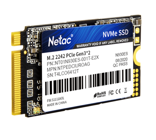 Ssd накопитель Netac SSD N930ES PCIe 3 x2 M.2 2242 NVMe 3D NAND 1TB, R/W up to 1650/1500MB/s, 3y wty (NT01N930ES-001T-E2X) Ssd накопитель Netac SSD N930ES PCIe 3 x2 M.2 2242 NVMe 3D NAND 1TB, R/W up to 1650/1500MB/s, 3y wty (NT01N930ES-001T-E2X)