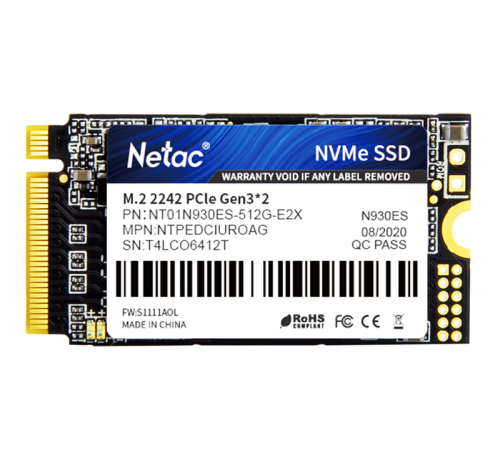 Ssd накопитель Netac SSD N930ES PCIe 3 x2 M.2 2242 NVMe 3D NAND 512GB, R/W up to 1650/1500MB/s, 3y wty (NT01N930ES-512G-E2X) Ssd накопитель Netac SSD N930ES PCIe 3 x2 M.2 2242 NVMe 3D NAND 512GB, R/W up to 1650/1500MB/s, 3y wty (NT01N930ES-512G-E2X)