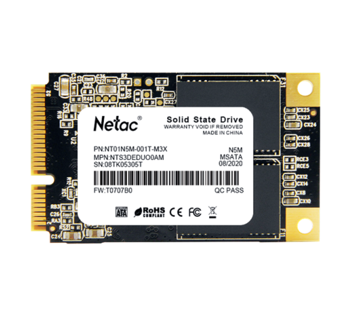 Ssd накопитель Netac SSD N5M mSATA SATAIII 3D NAND 1TB, R/W up to 560/520MB/s, 3y wty (NT01N5M-001T-M3X) Ssd накопитель Netac SSD N5M mSATA SATAIII 3D NAND 1TB, R/W up to 560/520MB/s, 3y wty (NT01N5M-001T-M3X)