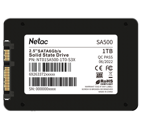 Ssd накопитель Netac SSD SA500 2.5 SATAIII 3D NAND 1TB, R/W up to 530/475MB/s, 3y wty (NT01SA500-1T0-S3X) Ssd накопитель Netac SSD SA500 2.5 SATAIII 3D NAND 1TB, R/W up to 530/475MB/s, 3y wty (NT01SA500-1T0-S3X)