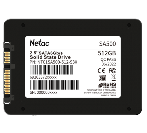 Ssd накопитель Netac SSD SA500 2.5 SATAIII 3D NAND 512GB, R/W up to 520/450MB/s, 3y wty (NT01SA500-512-S3X) Ssd накопитель Netac SSD SA500 2.5 SATAIII 3D NAND 512GB, R/W up to 520/450MB/s, 3y wty (NT01SA500-512-S3X)