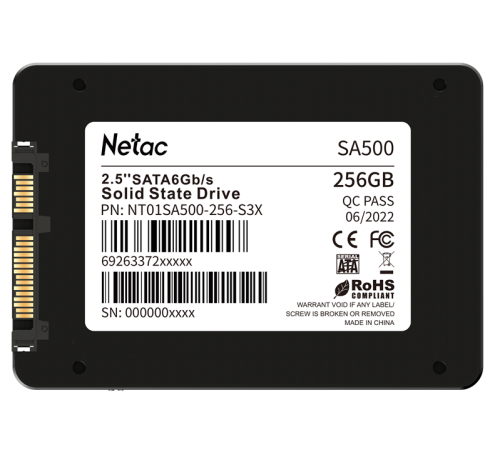 Ssd накопитель Netac SSD SA500 2.5 SATAIII 3D NAND 256GB, R/W up to 520/450MB/s, 3y wty (NT01SA500-256-S3X) Ssd накопитель Netac SSD SA500 2.5 SATAIII 3D NAND 256GB, R/W up to 520/450MB/s, 3y wty (NT01SA500-256-S3X)