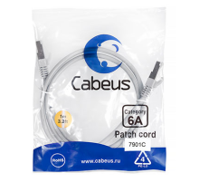 Cabeus PC-SSTP-RJ45-Cat.6a-1m-LSZH Патч-корд S/FTP, категория 6а (10G), 2xRJ45/8p8c, экранированный, серый, LSZH, 1м (PC-SSTP-RJ45-Cat.6a-1m-LSZH)