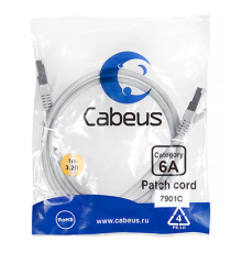 Cabeus PC-SSTP-RJ45-Cat.6a-1m-LSZH Патч-корд S/FTP, категория 6а (10G), 2xRJ45/8p8c, экранированный, серый, LSZH, 1м (PC-SSTP-RJ45-Cat.6a-1m-LSZH)